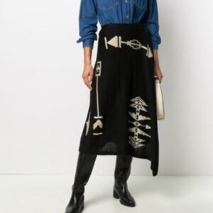 Polo Ralph Lauren Linen/Silk Tribal Embroidery Wrap Skirt